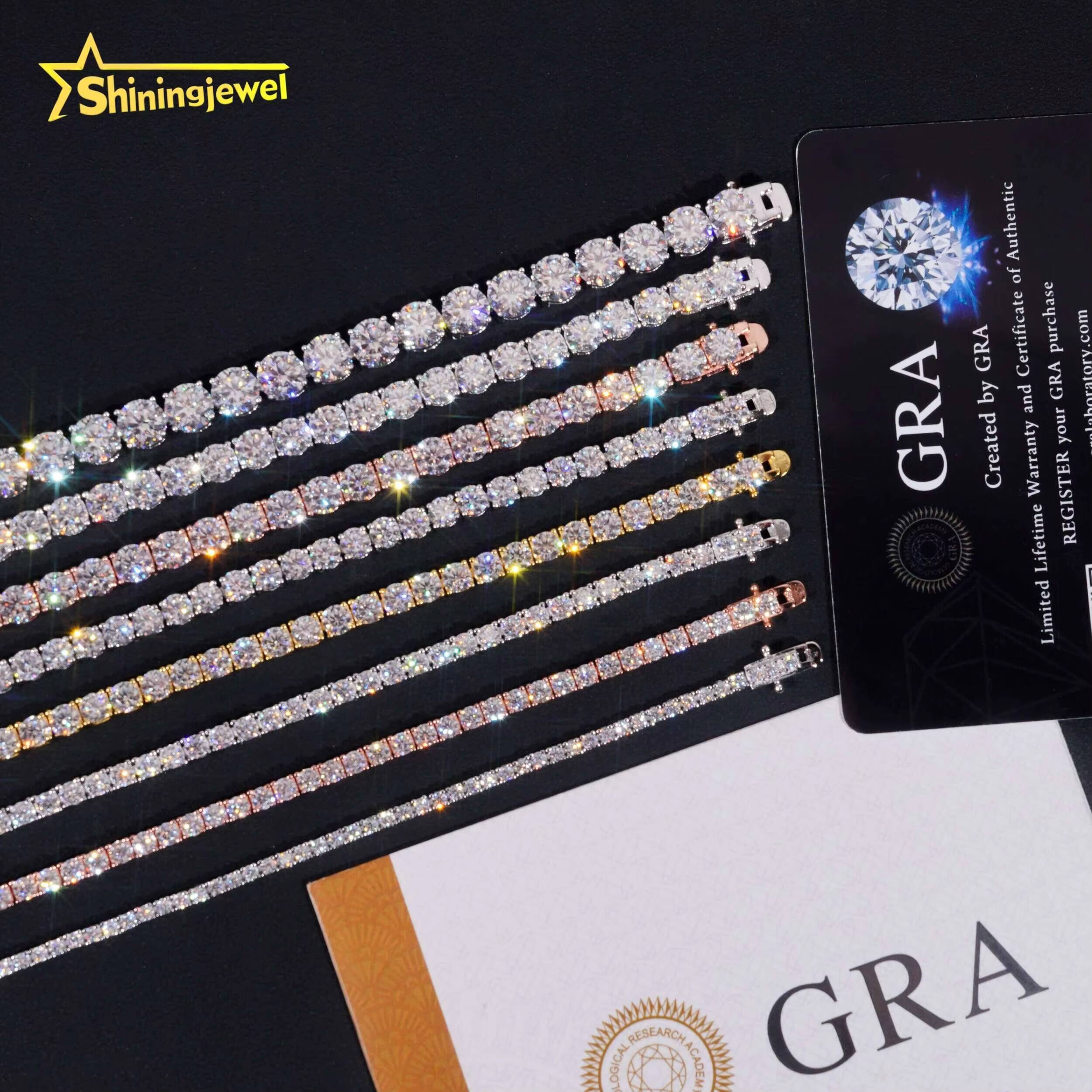 Hot Sale Classic Men Women Prong Setting D Color VVS 925 Silver Hip Hop Moissanite Tennis Bracelet