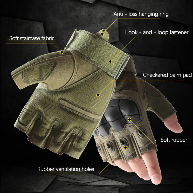 Cycling Tactical Gloves Men Women Half Finger Soft Shell Spring Summer Training Combat Protection Motorcycle 250729