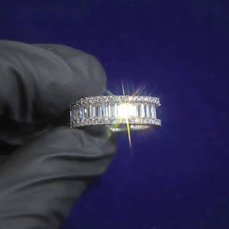 Fine Jewelry Hip Hop Ring 925 Sterling Silver VVS Moissanite Baguette Diamond Ring Hip Hop Jewelry for Man and Women