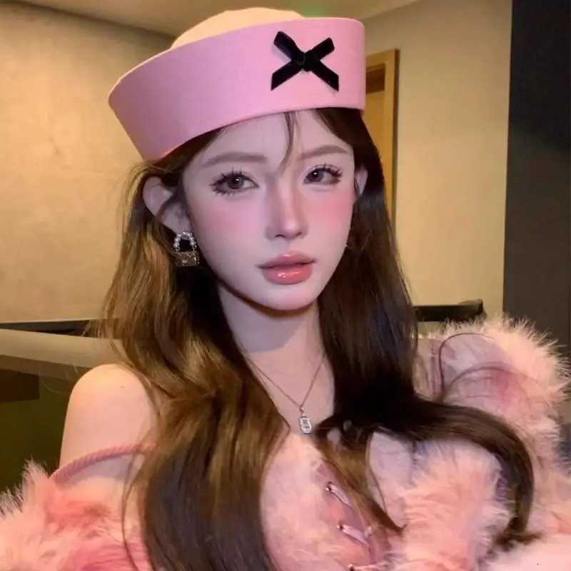 2K Pink White Bow JK Beret Hat Sexy Dome Sailor Hat Korean Style Navy C for Women Niche Flipped Nurse Cosplay Beret C XJ250807