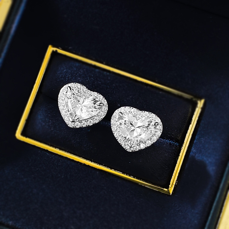 Hui Zhi Wing Jewelry New S Sier Heart-shaped Earrings Daily Light Fashion Item Live Streaming