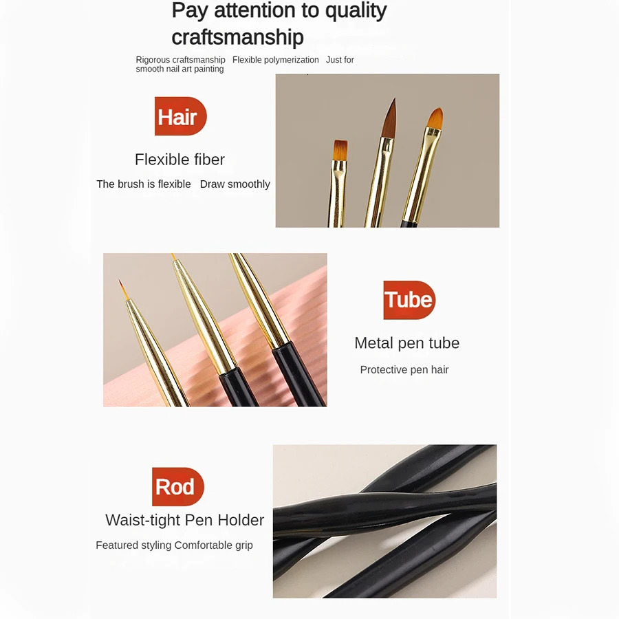 3/6PCS Double-Ended Nail Art Brushes Dotting Pen Set - Professional Manicure Tools for Gel Painting Rhinestone 250805