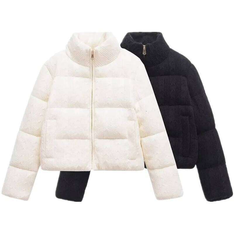 Designer Clothing 2025 Winter Women's Commute Thi Knitted Loose Jaet Outerwear Long Sve Zipper Closure Cotton Blend Faionable Versatile