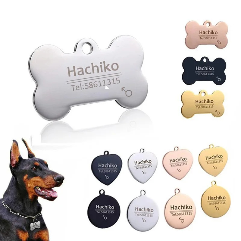 Personalized Engraved Cat Dog Pet ID Tag Dogs Anti-lost Collar Charm Engraving Pet Name Collar for Puppy Cats Collar Accessories 250805