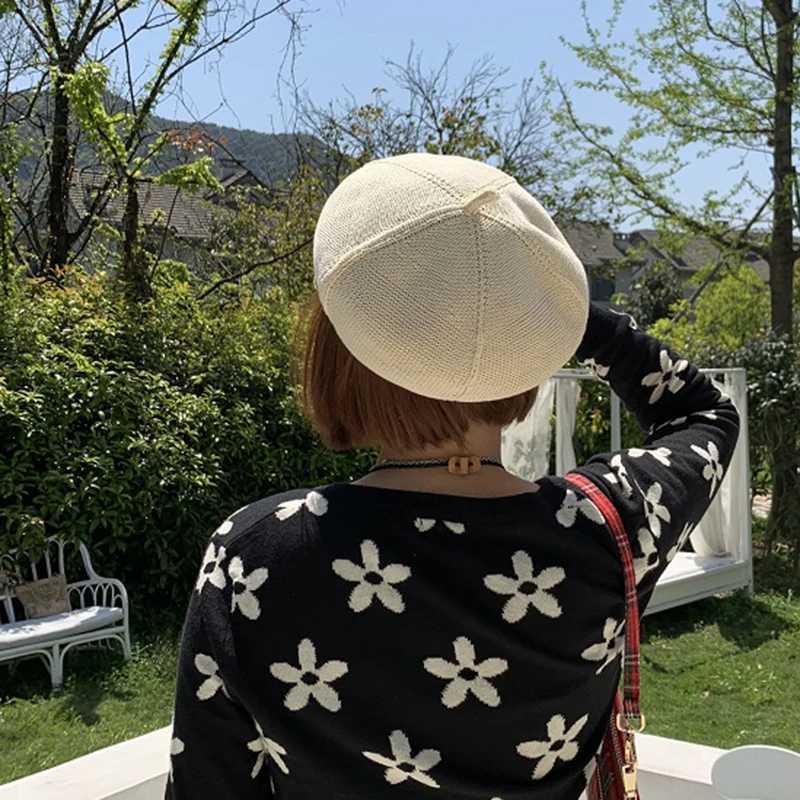 Beret Hat For Women Summer Cotton Linen Thin Style Janese Literature And Art RETRO Breathable Beret Fashion Solid Painter Hat XJ250807