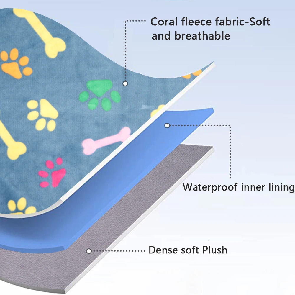 Waterproof Dog Blanket Thickened Pet Blanket Warm Breathable Dog Mat Machine Washable Pet Sheet Cat Sofa Cushion Dog Accessories 250804