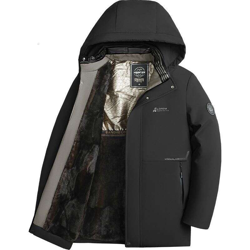 Large Graphee Thick Jacket Me, Witer Busiess Leisure, Detachable Hat, Cold Resistat Ad Warm Cotto Clothig For