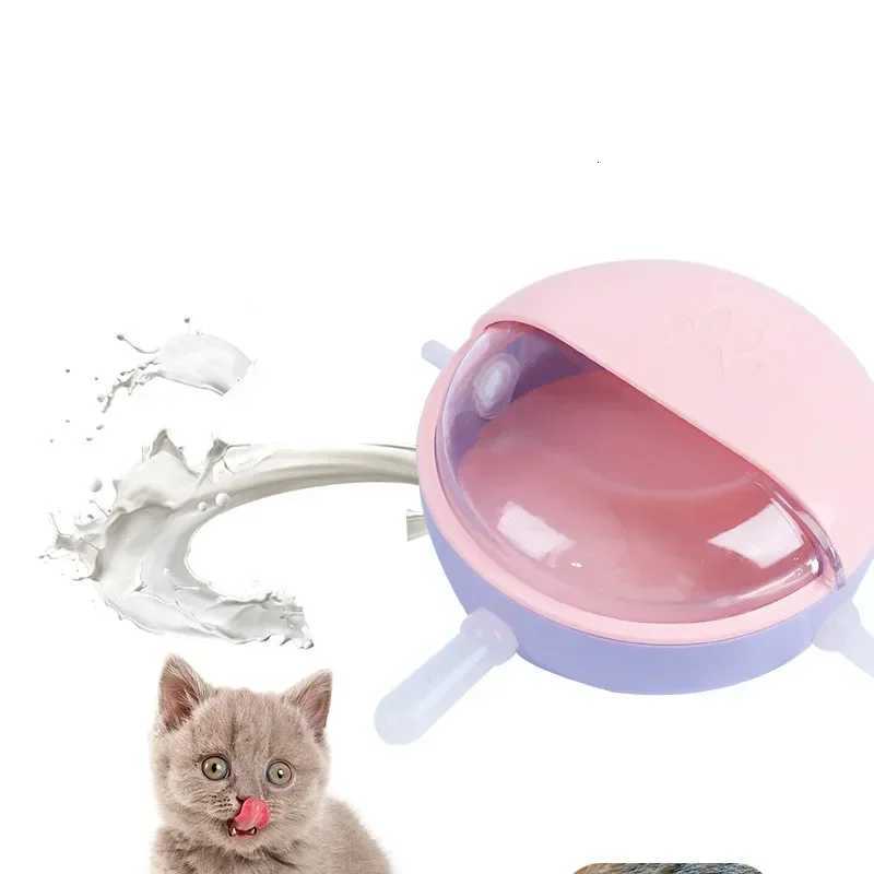 Puppy Kitten Milk Feeder Sets 180ml Bowl 5 Teats Silicone Simulation Nursing Station Cats Food Dispenser Newborn Pet Accessories Y250806