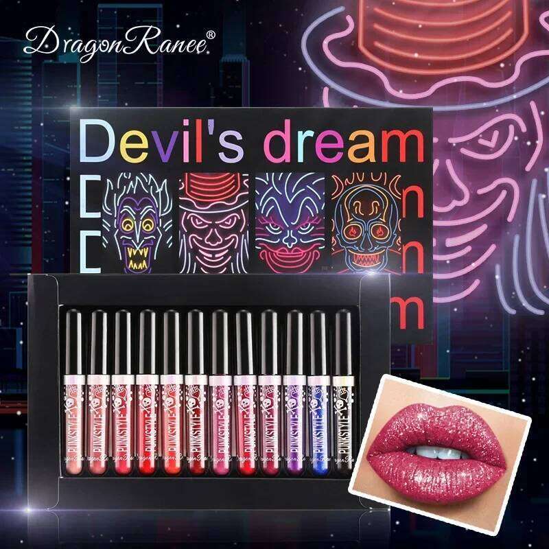 Glitter Gloss Set Moisturizing Lipstick Dia Waterproof Lasting Lip Ink Halloween Makeup Gifts For Lips Women's Cosmetics X250807