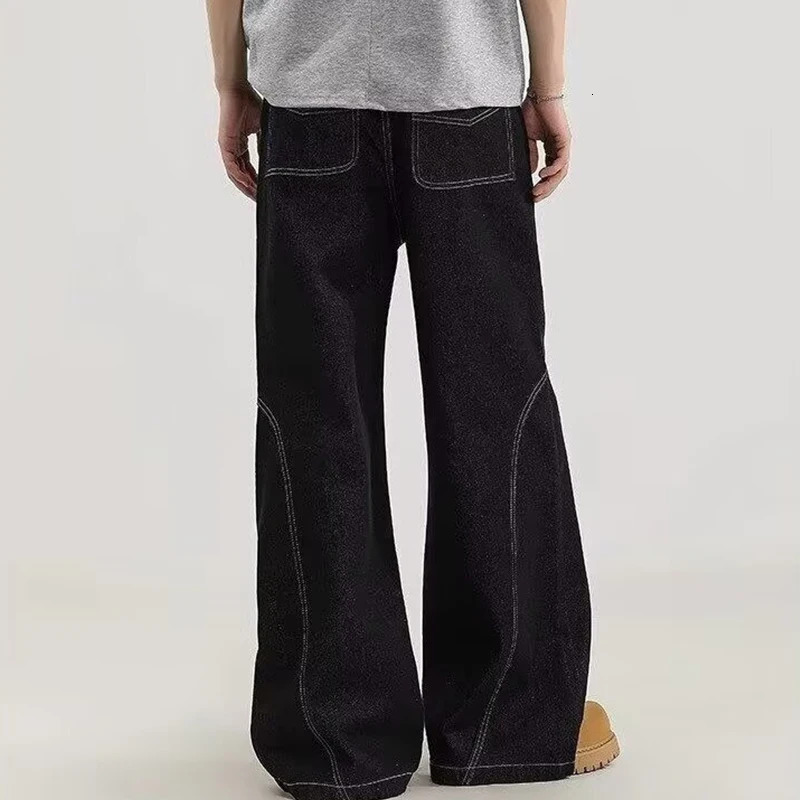 Autumn Gothic Pattern Jacquard Printed Baggy Jean For Men High Street Vintage Patchwork Denim Pants Harajuku Hip Hop Y2K Jeans 250807