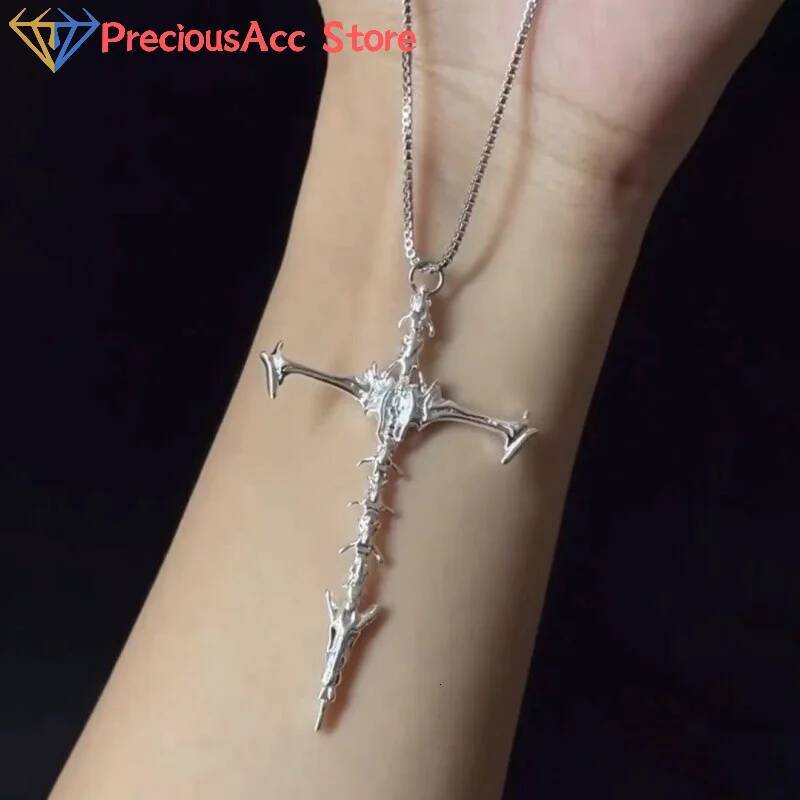 New Retro Skeleton Personality Cross Pendant Necklace For Men Women Minimalist Punk Rock Choker Party GothicJewelry Gifts Jewelry for Women