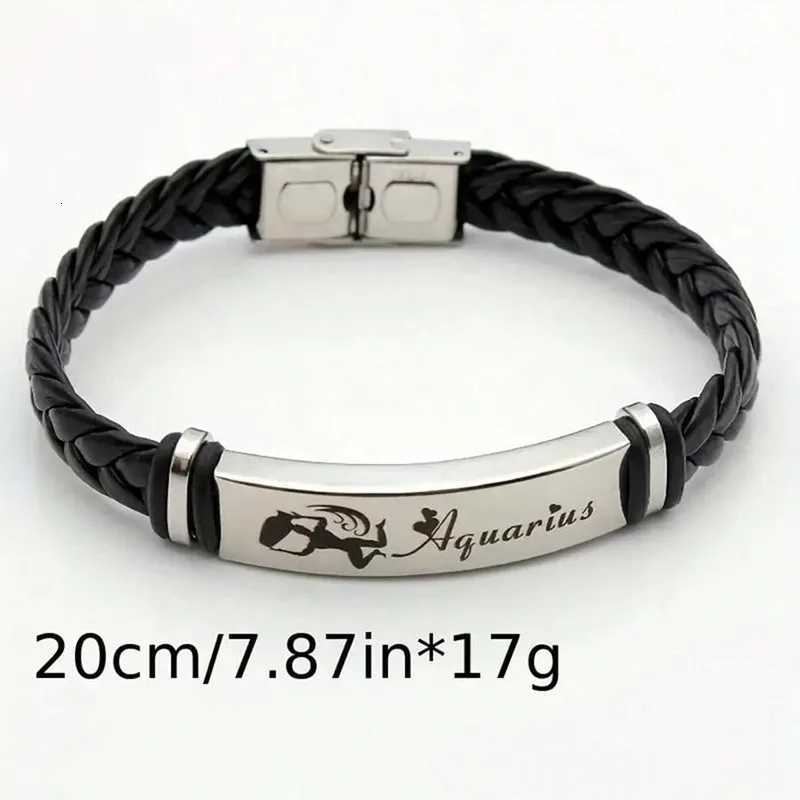 12 Constellations Stainless Steel Fashion Creative Leather Weaving Beaded Bracelet Gift for Boys and Girls Wholesale Gifts W250807