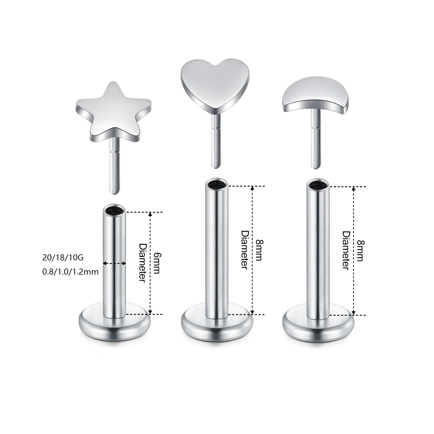 1Pc Lip Piercing Body Jewelry Plug-in Lip Stud for Women Trendy Ear Cuff Stainless Steel Star Moon Lip Stud Earrings Ear Studs 250805