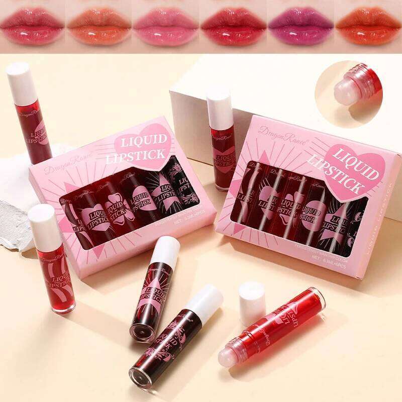 6-piece Roll-on Glaze Set Staining Lip Oil Moisturizing Hydrating Roller Ball Liquid Sexy Red Lipstick Water Makeup X250807