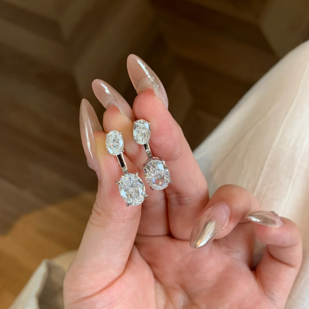 2025 Choucong Ins Top Sell Stud Earrings Luxury Jewelry 925 Sterling Silver Oval Cut 5A Cubic Zircon CZ Diamond Gemstones Party Eternity Women Bridal 