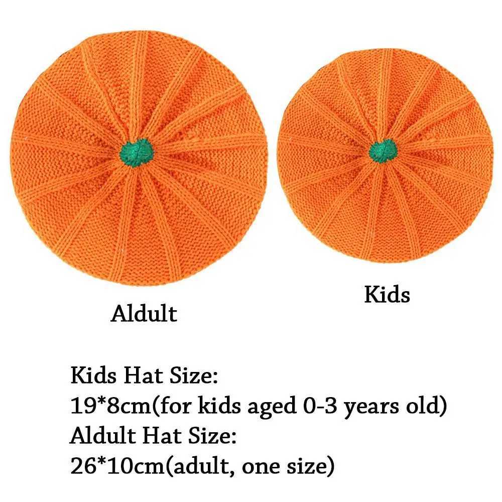 Parent-child Beanies C Pumpkin Beret Hat Winter Warm Knitted Beanies C Halloween Hat For Women Kids Mother Baby XJ250807