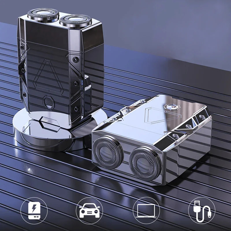 Iron Warrior Electric Shaver Double Floating Head Mini Beard Knife For Men Portable Travel Painless Cordless Face Razor Trimmer 250805