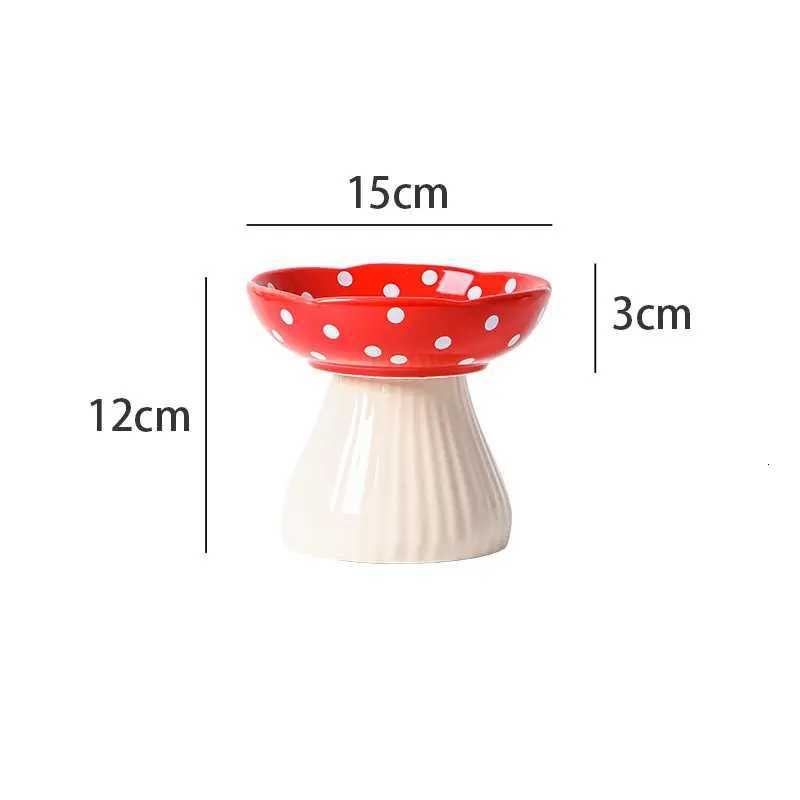 Cute Cartoon Mushroom Ceramic Pet Bowl High Foot Protection for Cervical Spine Feeder for Puppy Dog Small Cat Pet Accessories Y250806