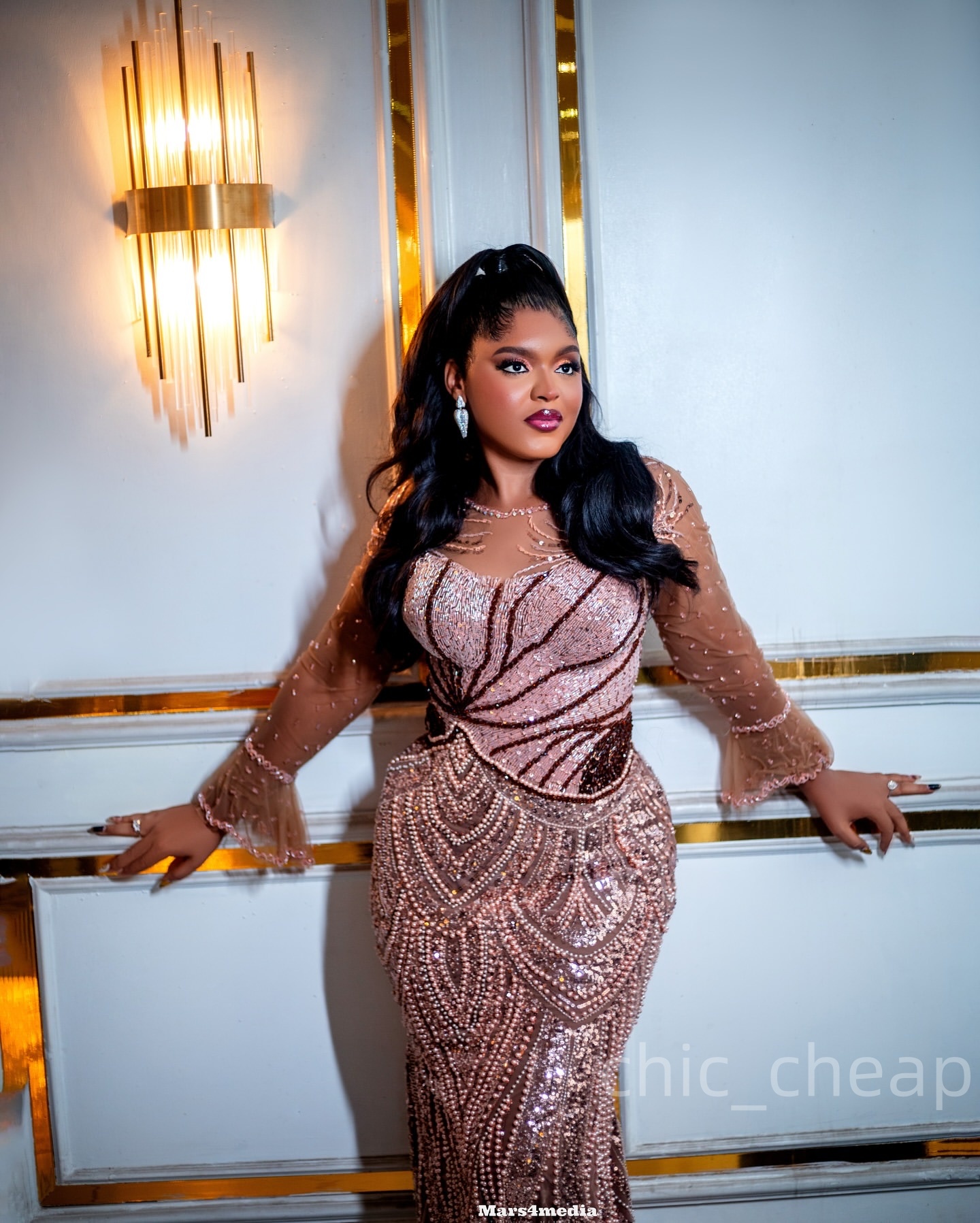 Mermaid Brown Prom Dresses 2025 Beaded Crystals Sequined Illusion Evening Formal Party Second Birthday Engagement Gowns Plus Size Dress For Special Oc