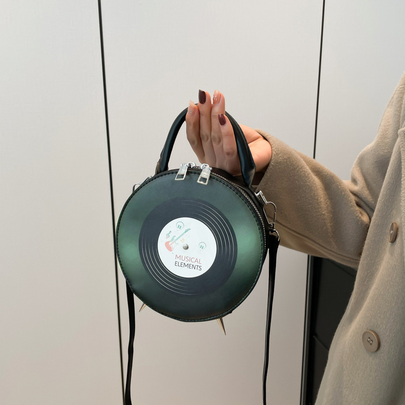 Free shipping designer Niche Design Bag for Women Ins Style Retro Record Shape Crossbody Bag Quirky Commuter Small Round Bag