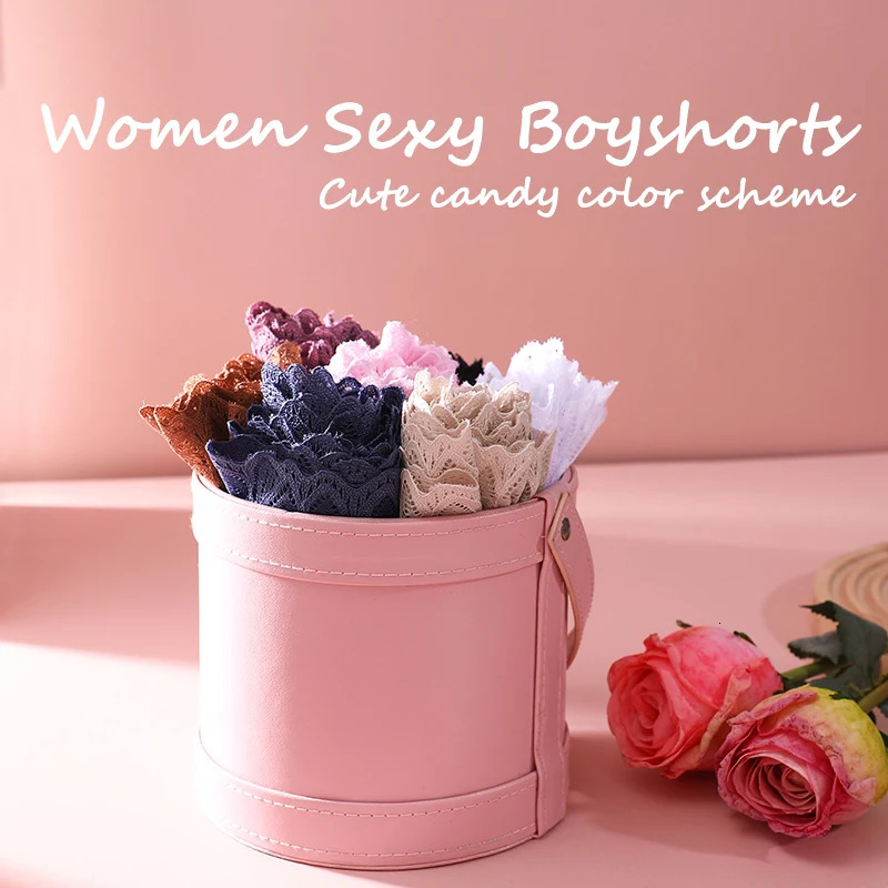 4PC Floral Lace Panties Sexy Perspective Underwear V Waist Solid Color Underpants Female Breathable Intimates Lingerie 250807