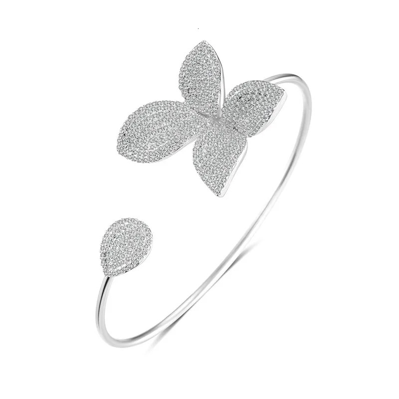 ZAKOL Classic Micro Paved Full Cubic Zirconia Leaves Cuff Bracelet Bangle for Women Dubai Bridal Jewelry 2025 250805