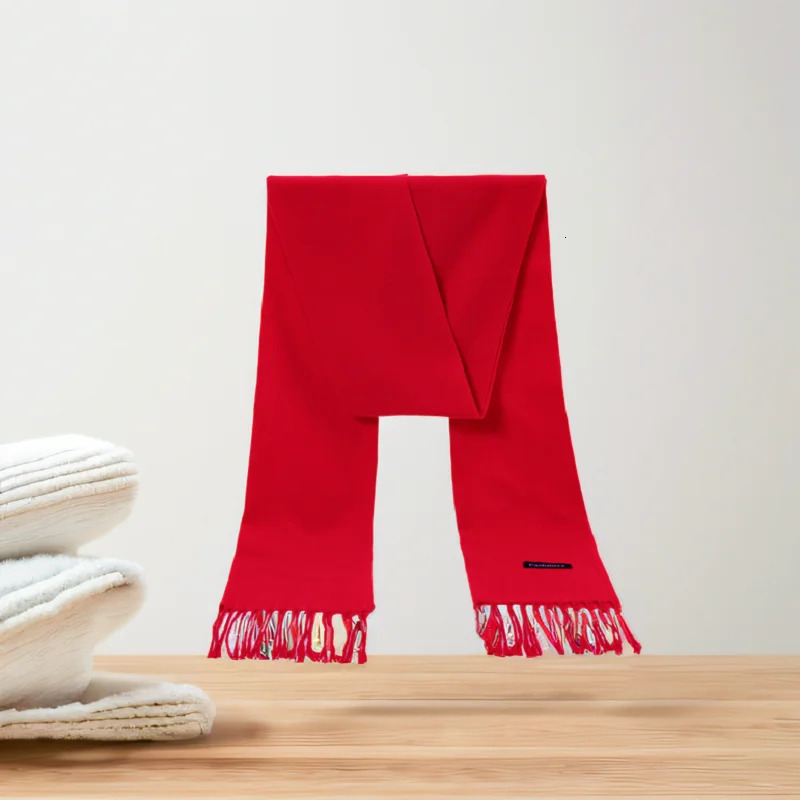 Red Cashmere Scarf Shawls Wrap Tassel Pashmina Jubilant Scarf Woman Winter Scarf Thick Scarves Neckscarf Female Muffler 250805