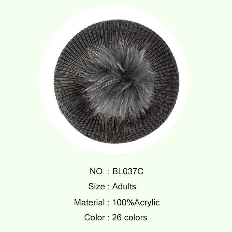 Womens Knitted Elegant Berets Soft With Real Pompom Female Artist Fashion Retro Hats La Solid Color French Simplicity Cs XJ250807