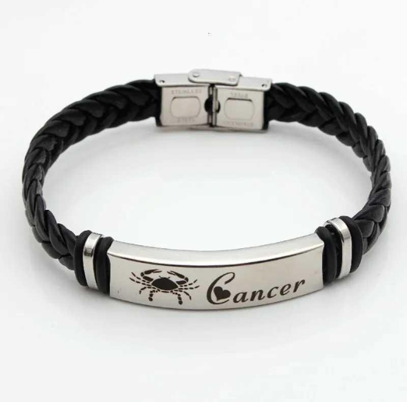 12 Constellations Stainless Steel Fashion Creative Leather Weaving Beaded Bracelet Gift for Boys and Girls Wholesale Gifts W250807