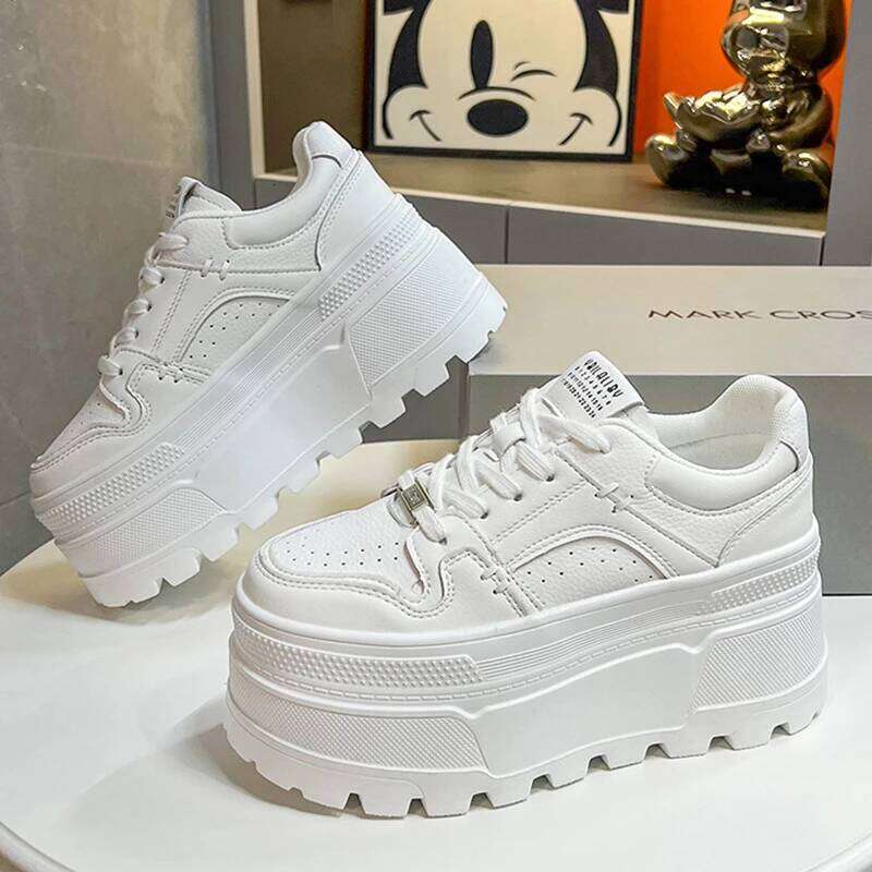 Women designer 8 CM Platform Casual Outdoor Simple Design Skateboard Comfortable Lace Up Sneakers Running Sports Shoes Female 39