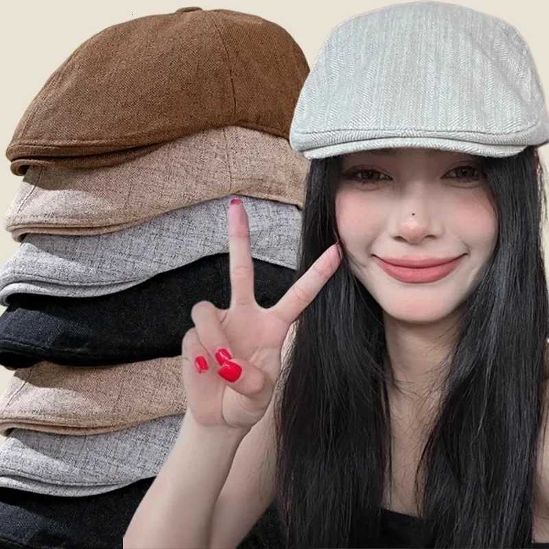 New Fashion Casual Cotton Berets for Women Men Solid Color Retro Autumn Winter Forward C Windproof Versatile Hats Decoration XJ250807