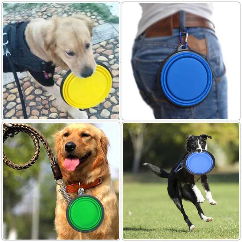 1000ML Collapsible Pet Silicone Dog Food Water Bowl Outdoor Camping Travel Portable Folding Pet Bowl Dishes add Carabiner D0013A Y250806