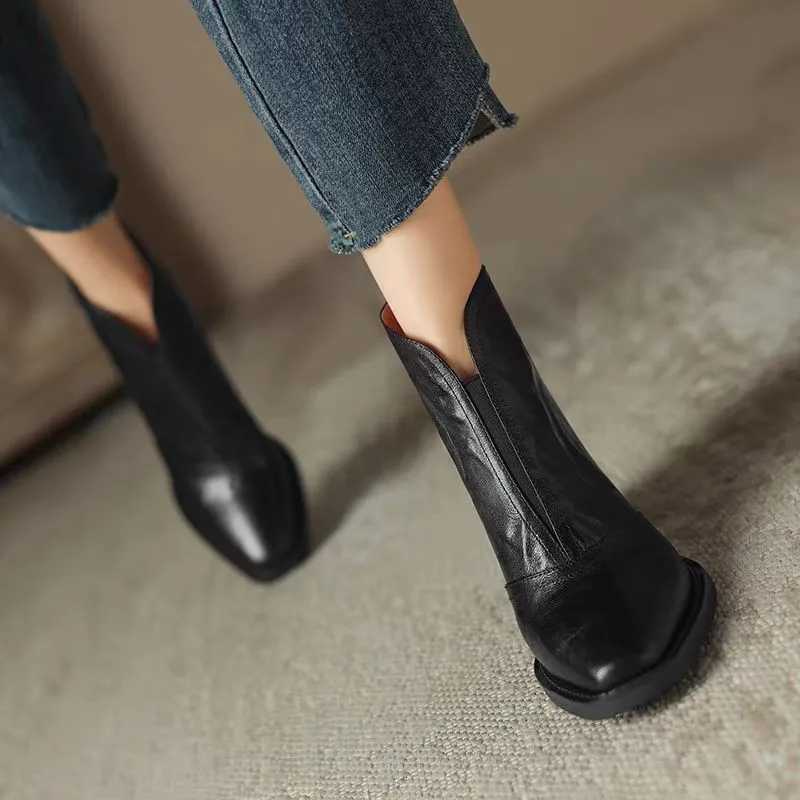 Ankle Boots for Women Side Zipper Stretch Middle Heel Short Boot Fi Pointed Shoes Botas De Mujer 2024 XJ250807