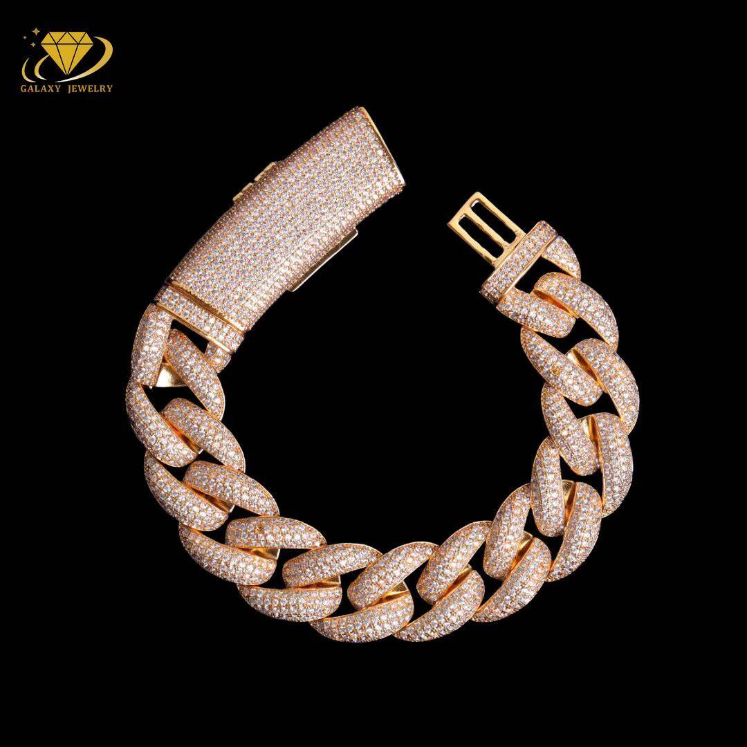 Popular Style 10mm 18mm4 Rows 925 Silver Jewelry Iced Out Hip Hop Jewelry VVS1 Moissanite Diamond Cuban Link Chain Bracelet Men