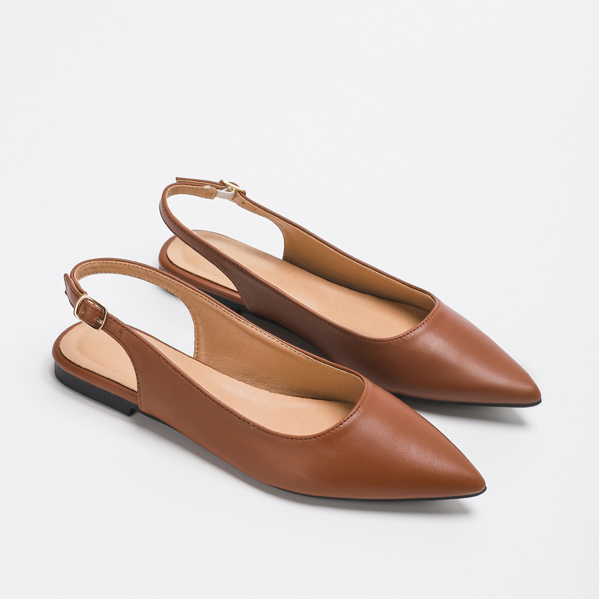 Sandals Brown solid color casual commuting women's flat shoes with exposed heels and comfortable insoles