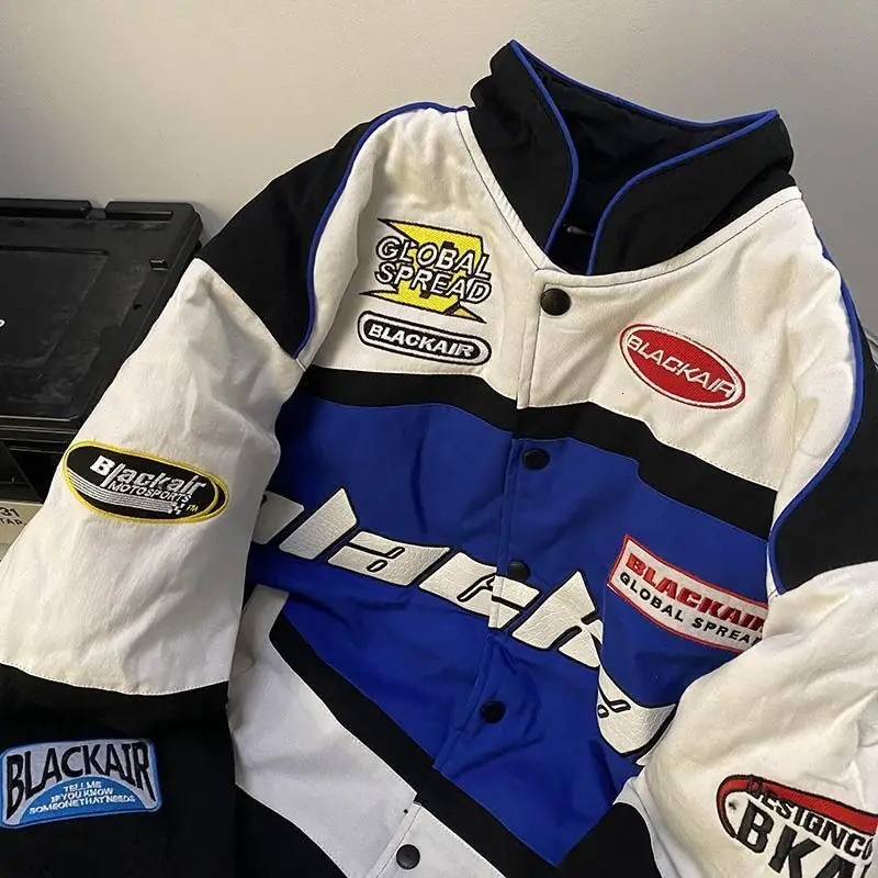 Retro Racing Jacket for Men High Street Motorcycle Jacket Spring Women Color Matching Baseball Coat Letter Print Top 250805