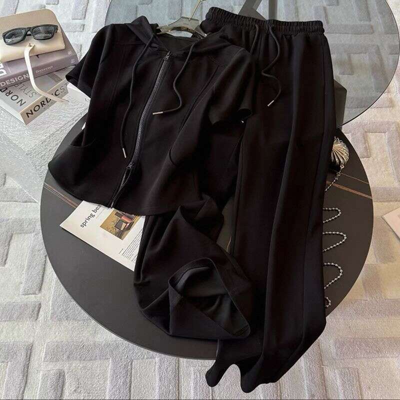 designer leisure Women's Clothing Summer New Short Sleeve Fashionable Casual Age Reducing Wide Leg Pants Two Piece Suit