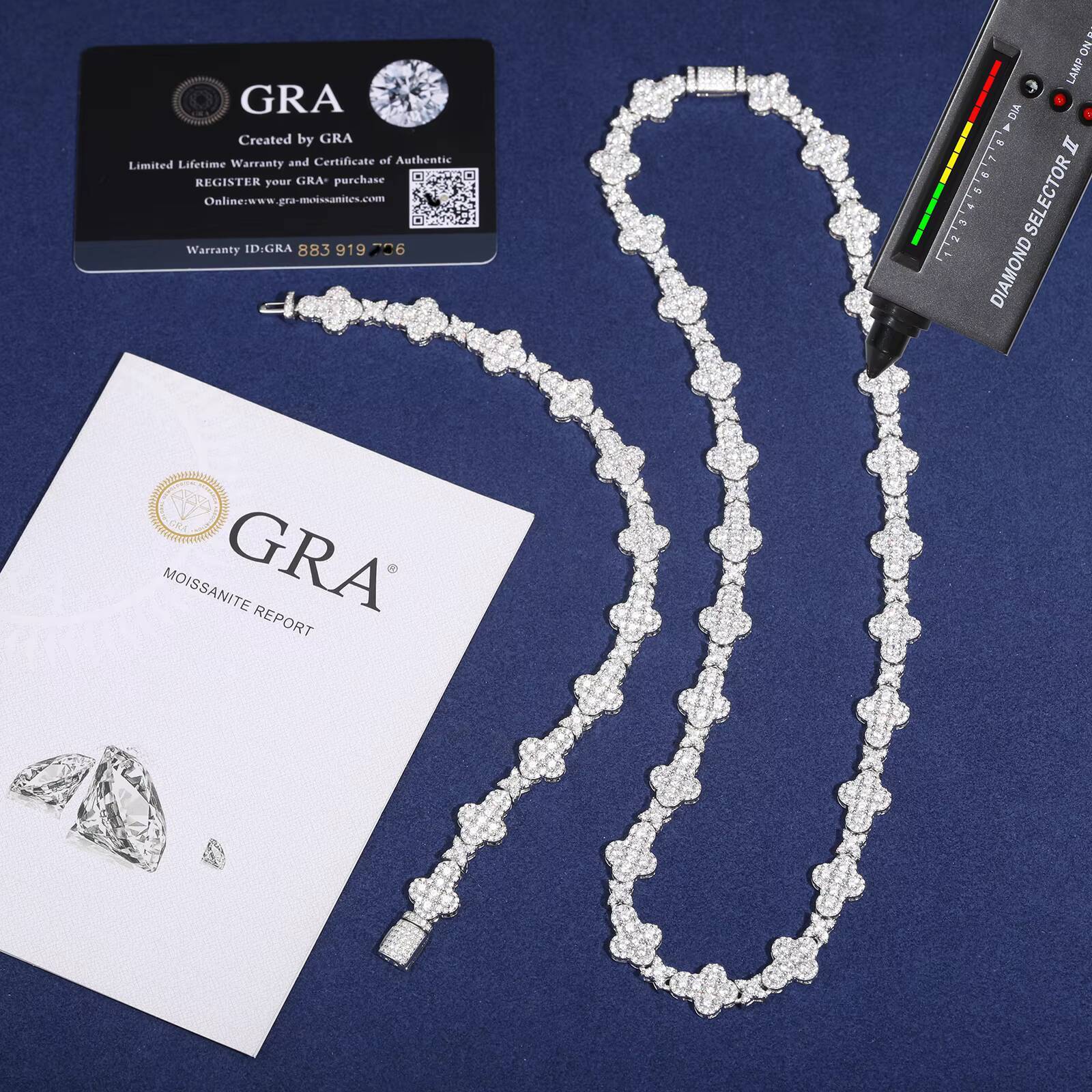 New Cross Collection Sparkling Necklace Mens 925 Sterling Silver VVS Moissanite Diamond Iced Out Cross Star Link Chain