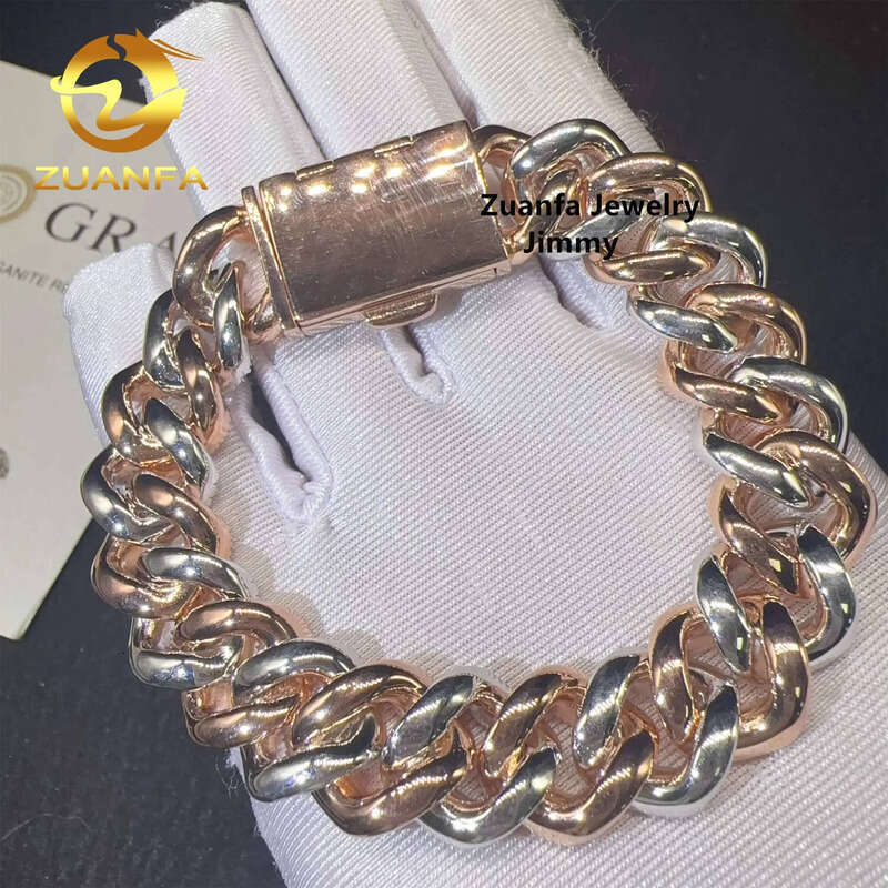 Pass Tester Hip Hop Sier Two Tone Color Rapper Jewelry Popular VVS1 Moissanite Dia Cuban Link Bracelet Men