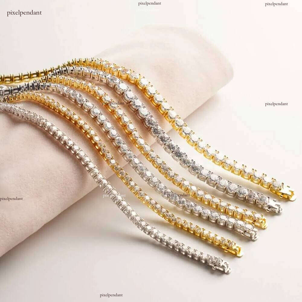 Juncheng GRA VVS Moissanite S Sterg Sier 10K 14K Gold Plated Chain Tennis Bracelet for Men Women Dia