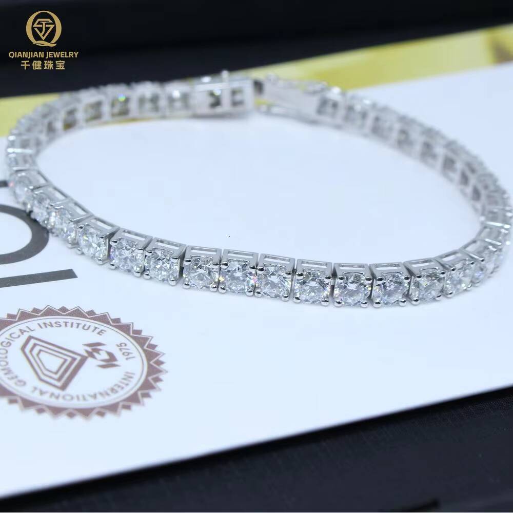 Qianjian IGI Certified Lab Grown Diamond Tennis Bracelet Chain 10K 14K 18K Gold 3MM 4MM 5MM Vvs Lab Created Diamond Tennis Chain