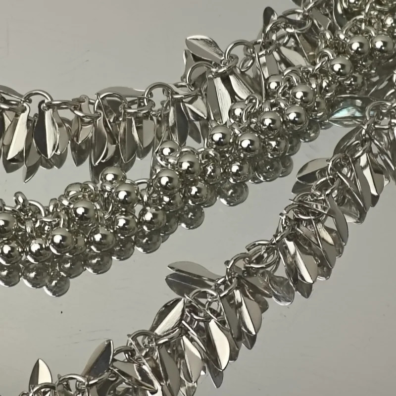 Copper leaf litter Round Bead Simple Style Pants Chain Model Mens And Womens Styles Advanced Texture y2k Accessories 250805