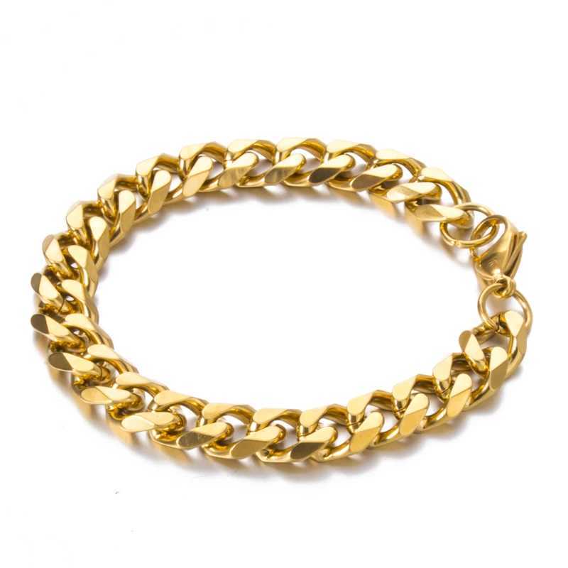 18cm 20cm 23cm Men Bracelets Silver/Gold/Black Color Curb Cuban Link Stainless Steel Bracelet For Women Mens Jewelry W250807