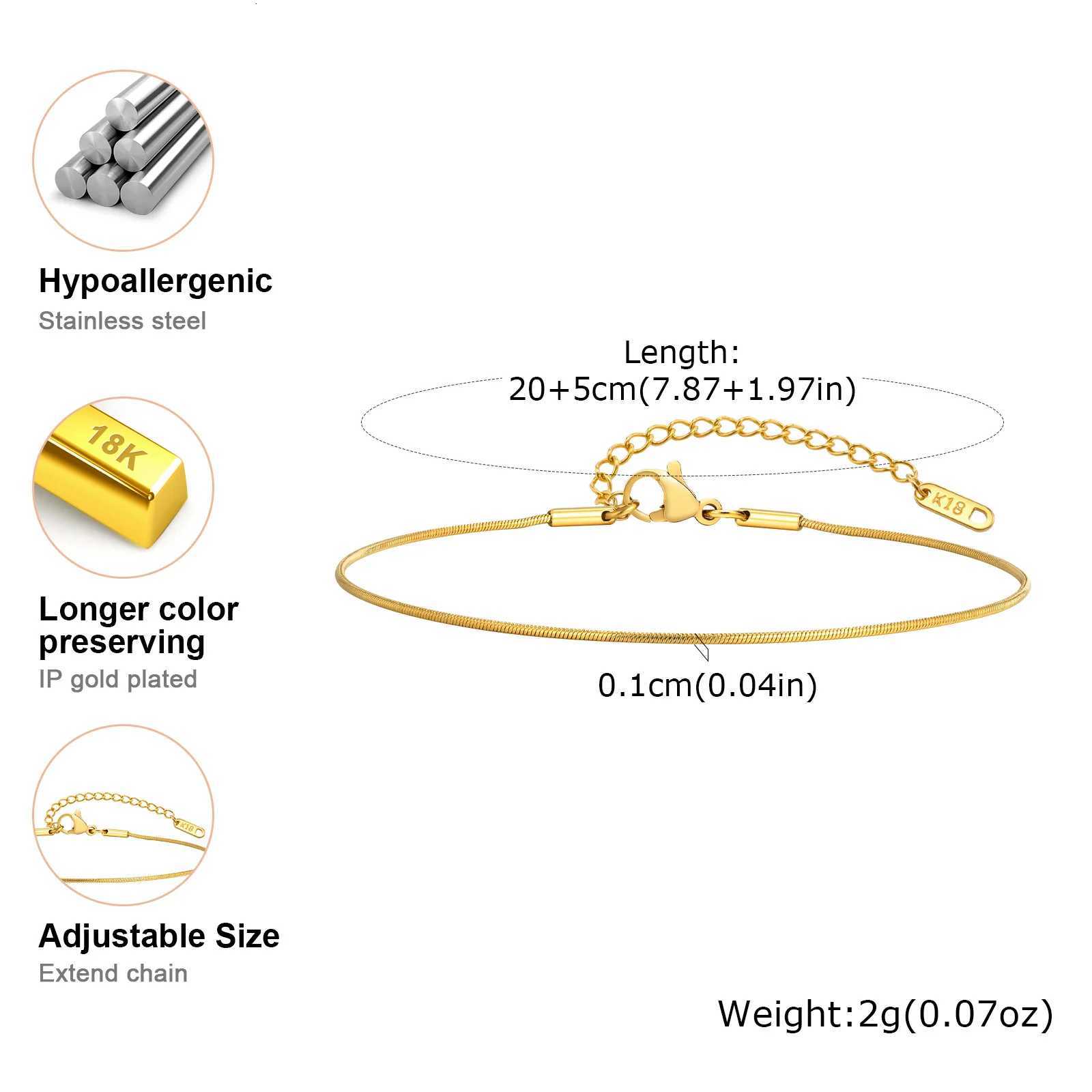 Stainless Steel Snake Chain Anklet s for Women Waterproof Foot Chain Anklets Gold Plated Summer Beach Jewelry Y250805