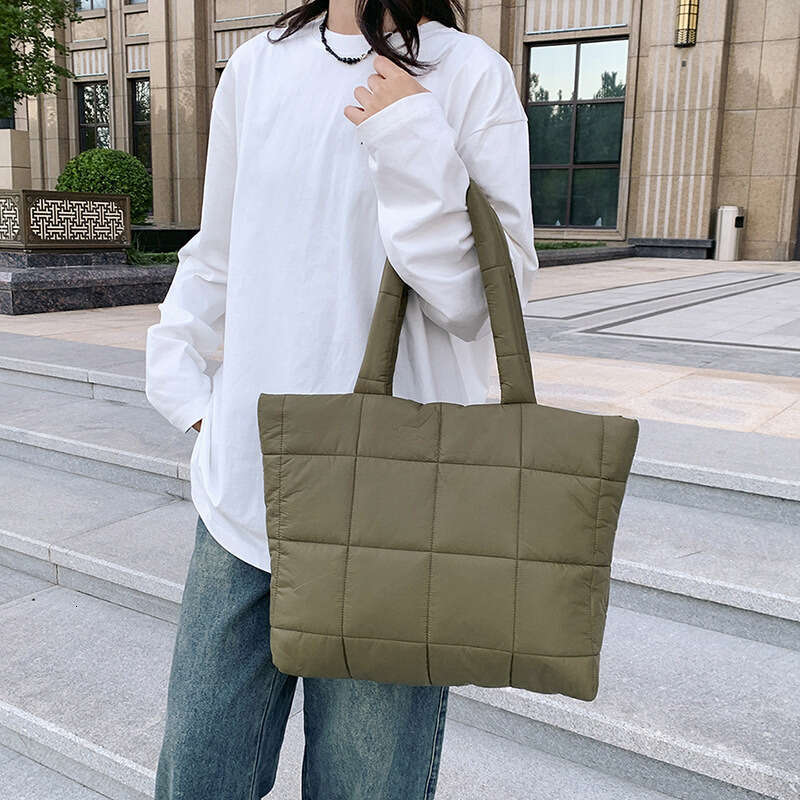 Shoulder Bag Light And Soft Bag Trendy Niche Design Checkered Soft Tote Bag For Women Handheld And Shoulder Fashionable Cotton Bag Large Ca