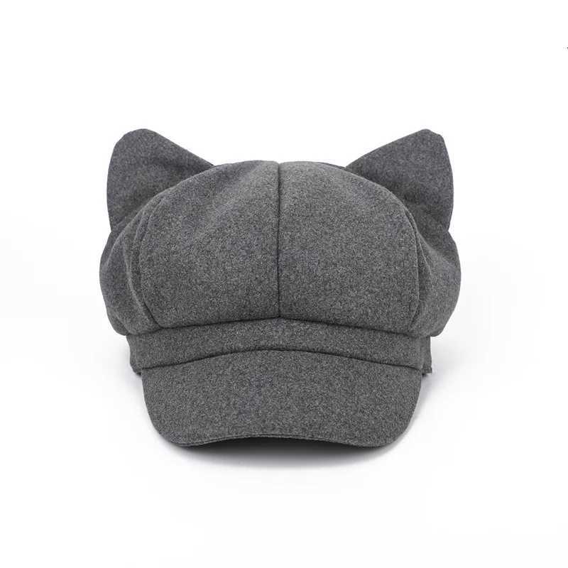 ute Cat Ears Hat Women Beret Hat Spring Autumn Retro Octagonal C Fashion Vintage Beret Hat Women Ladies Girl Hats XJ250807