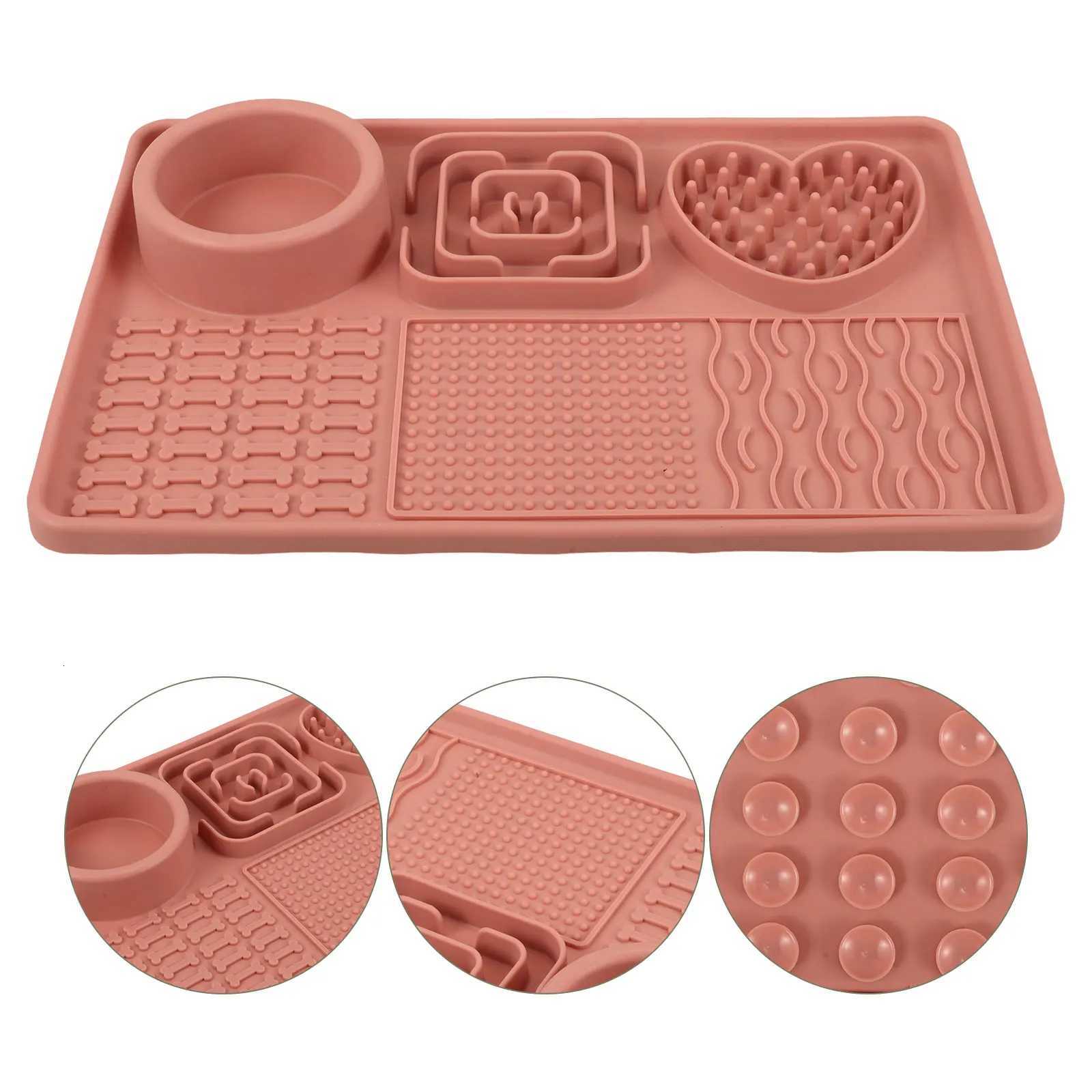 Pet Licking Pad Silicone Dog Cat Food Mat Suction Cup Large Pink Slow Feeder Training Calm Choking Prevention Washable Reusable Y250806