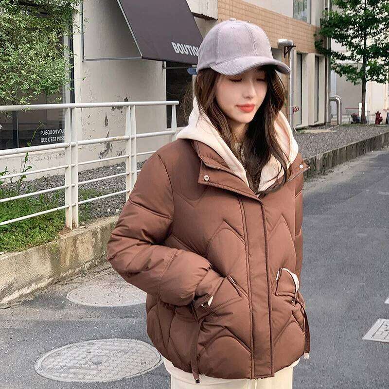 Designer Clothing 2025 Women Winter Short Vacation Two Female Student Down Cotton Jackets Loose Hooded Thick Parkas Clothes