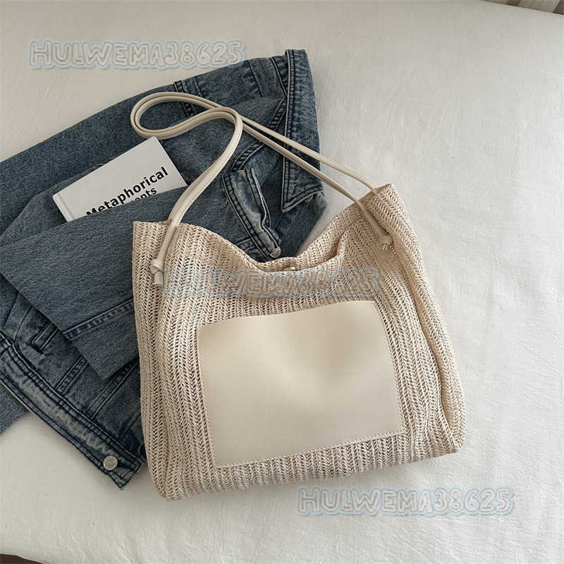 Artistic Single Shoulder Bag for Women 2024 Fashionable Design Vacation Style Large Capacity Shopping Bag Woven Tote Bag H250806