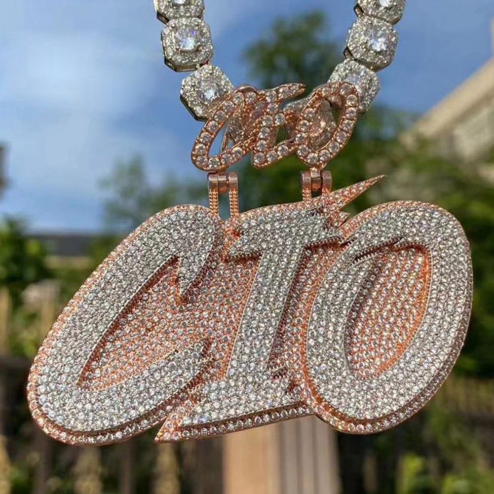 Hip Hop Custom A-Z Letters Name Pendant Necklaces CEO Clasp 5A Zircons Jewelry